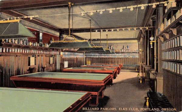 Portland Oregon Elks Club Billiard Parlor Vintage Postcard AA104274