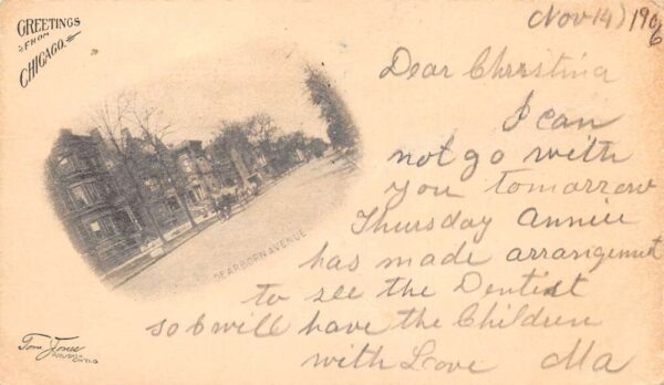 Chicago Illinois Dearborn Avenue Street Scene Private Mail Postcard AA104281