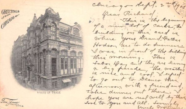 Chicago Illinois Board of Trade Private Mail Vintage Postcard AA104283