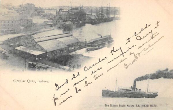 Sydney Australia Circular Quay Harbor Scene SS Nikko Maru Postcard AA104299