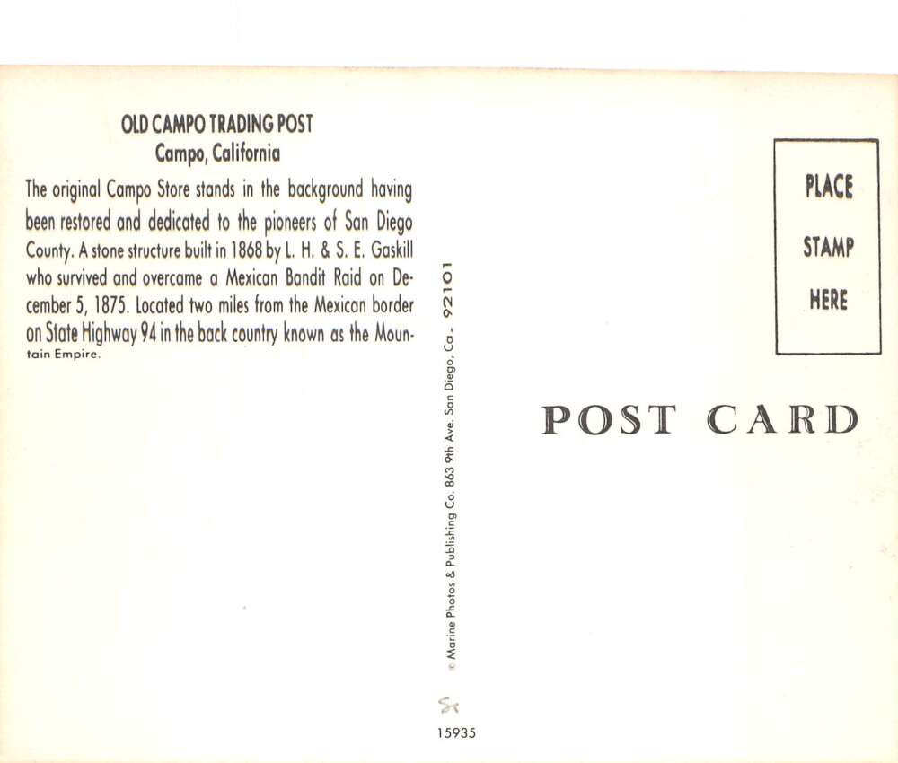 Campo California Old Campo Trading Post Birds Eye View Vintage Postcard AA104313 - Image 2