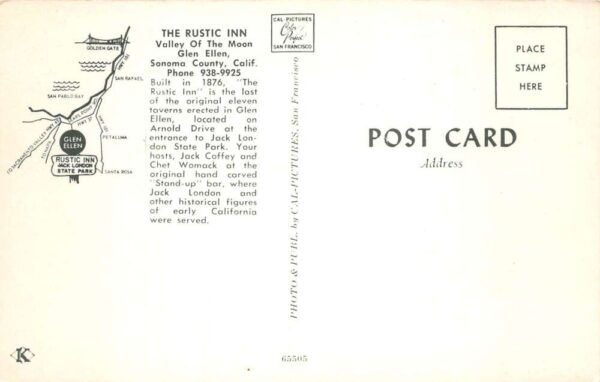Glen Ellen California The Rustic Inn Bar Interior Vintage Postcard AA104318 - Image 2