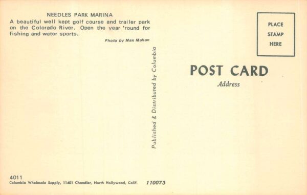 Needles California Park Marina Aerial View Vintage Postcard AA104320 - Image 2