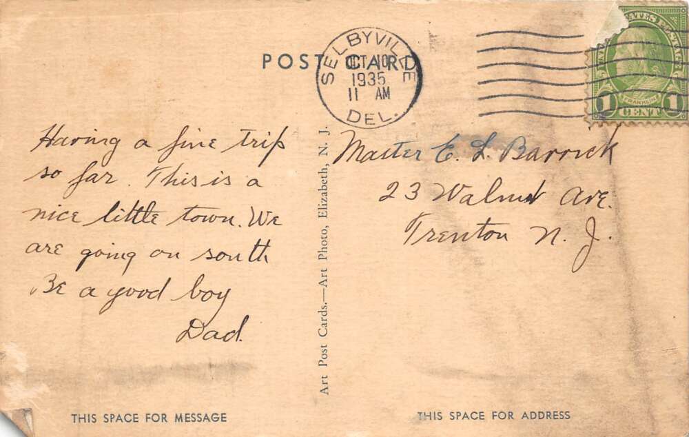 Selbyville Delaware School Vintage Postcard AA104327 - Image 2