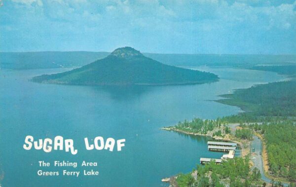 Higden Arkansas Sugar Loaf Boat Dock Aerial View Vintage Postcard AA104337