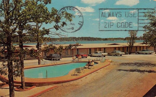Hot Springs Arkansas Anthony Island Motel Swimming Pool Postcard AA104338
