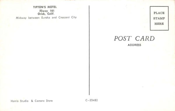 Orick California Tipton's Motel Vintage Postcard AA104346 - Image 2