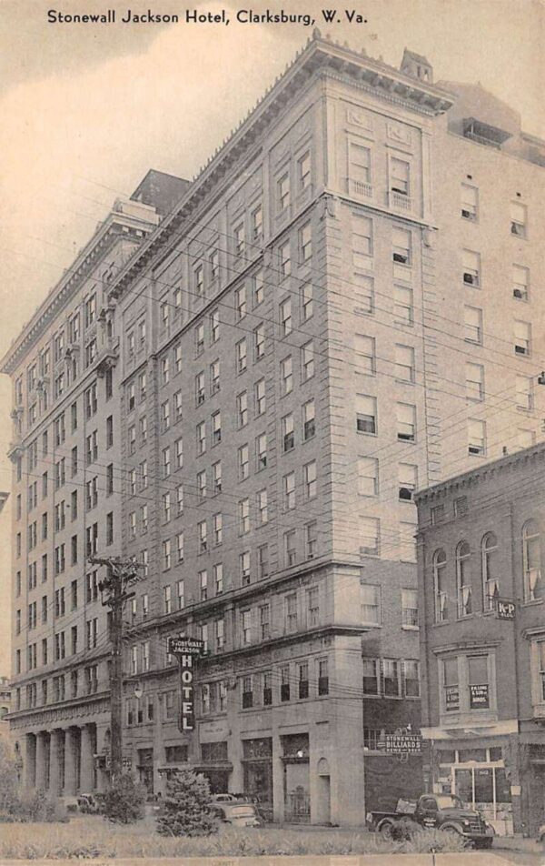 Clarksburg West Virginia Stonewall Jackson Hotel Vintage Postcard AA104360