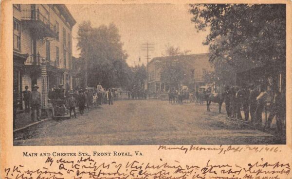 Front Royal Virginia Main & Chester Streets, Undivided Back, PC U24379