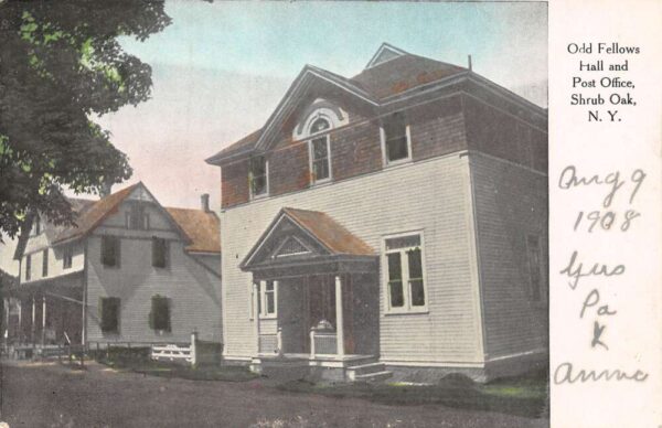 Shrub Oak New York Odd Fellows Hall & Post Office, Lithograph, PC U24386