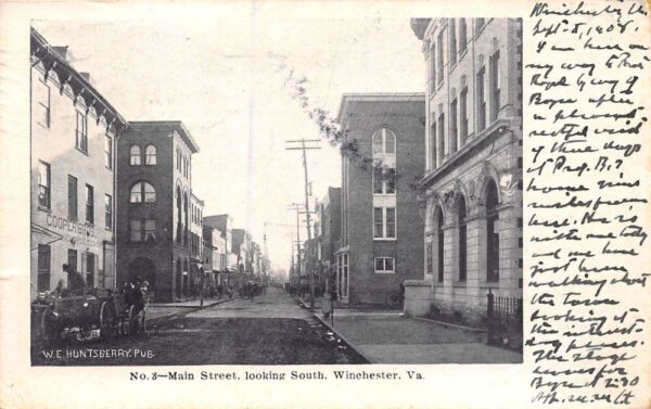 Winchester Virginia Main Street, Looking South, Undivided Back, PC U24397