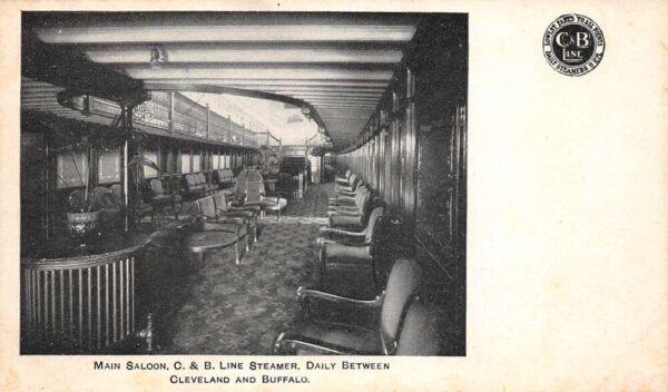 Buffalo New York Main Saloon, Cleveland & Buffalo Line Steamer, PC U24405