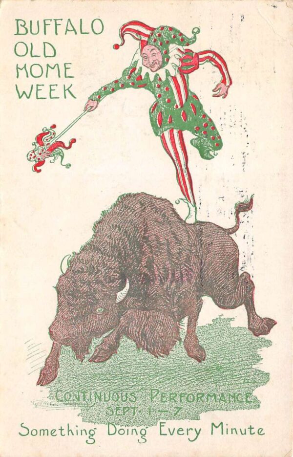 Buffalo New York Buffalo Old Home Week, Jester W/ Buffalo, Vintage PC U24406