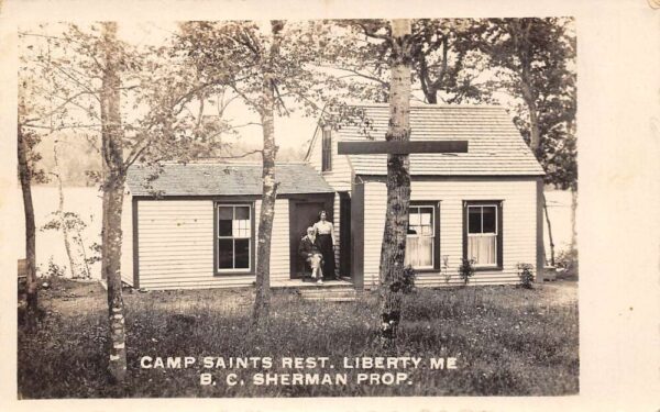 Liberty Maine Camp Saints Rest, Real Photo, Vintage Postcard U24414