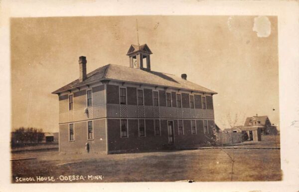 Odessa Minnesota School House, Real Photo, Vintage Postcard U24423