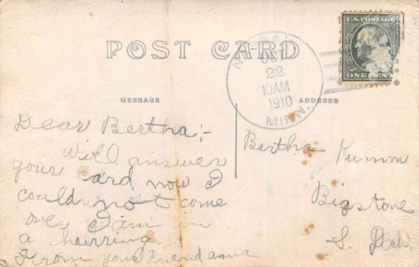Nassau Minnesota Public School Building, Real Photo, Vintage Postcard U24424 - Image 2