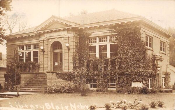 Blair Nebraska Public Library, Real Photo, Vintage Postcard U24427