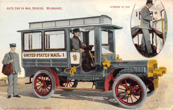 Milwaukee Wisconsin Auto Car In Mail Service, Color Lithograph, PC U24443