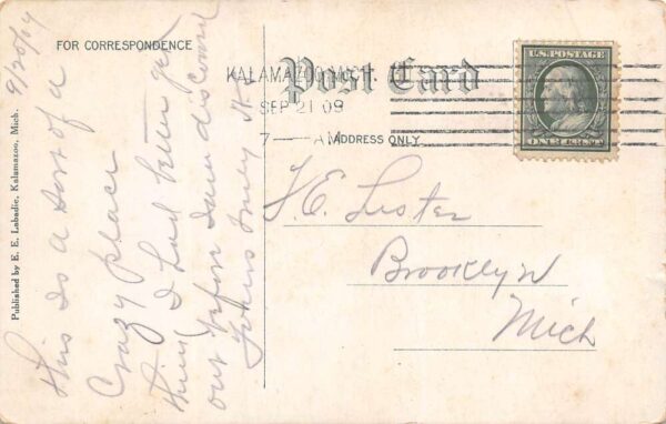 Kalamazoo Michigan Male Department, Michigan Asylum, Vintage Postcard U24468 - Image 2