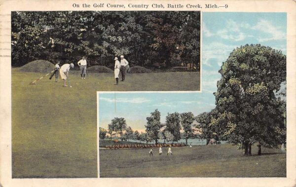 Battle Creek Michigan On The Golf Course, Country Club, Vintage Postcard U24472