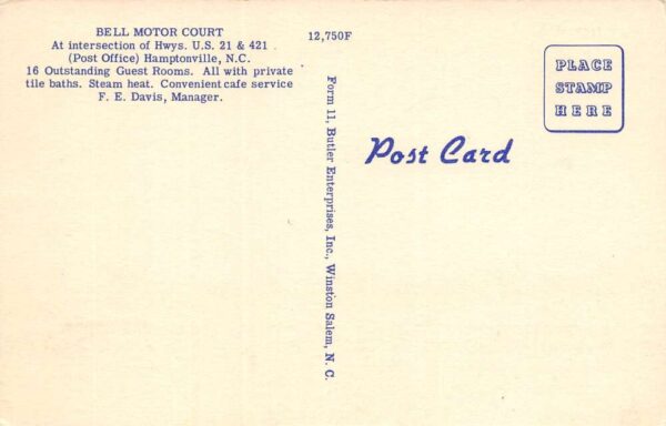 Brooks Cross Roads North Carolina Bell Motor Court, Color Linen, PC U24478 - Image 2
