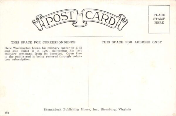 Alexandria Virginia Gadsby's Tavern, B/W Lithograph, Vintage Postcard U24482 - Image 2