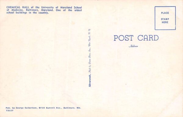 Baltimore Maryland Chemical Hall, Univ. Of MD School Of Medicine, PC U24488 - Image 2