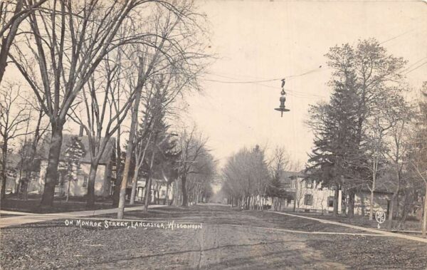 Lancaster Wisconsin Monore Street Real Photo Vintage Postcard AA104466