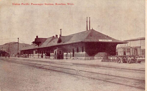 Rawlins Wyoming Union Pacific Passenger Train Station Vintage Postcard AA104468