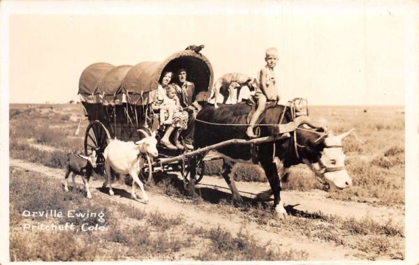 Pritchett Colorado Orville Ewing Covered Wagon Traveler Real Photo PC AA104471