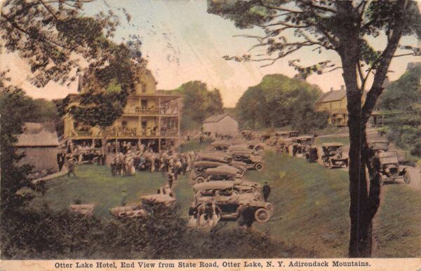 Otter Lake New York Otter Lake Hotel Cars Parked Vintage Postcard AA104486