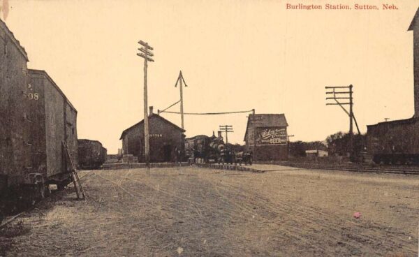 Sutton Nebraska Burlington Train Station Vintage Postcard AA104501