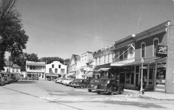 East Troy Wisconsin Main Street Schlitz Beer Sign Real Photo Postcard AA104512