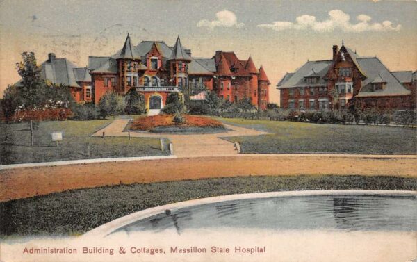 Massilion Ohio State Hospital Admin Bldg and Cottages Postcard AA104545