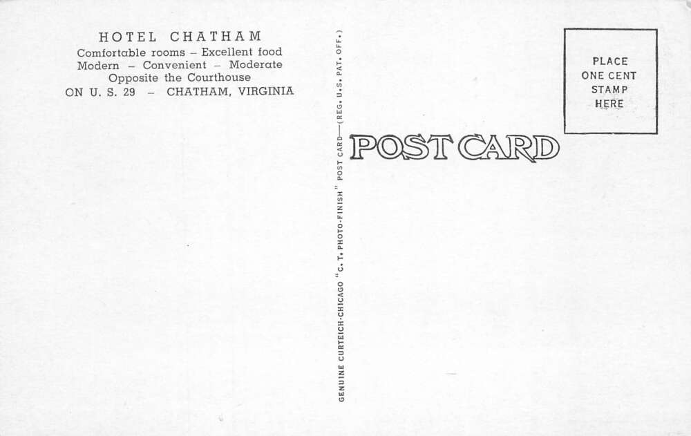 Chatham Virginia Hotel Chatham Vintage Postcard AA104577 - Image 2