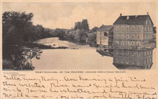 Canton New York West Channel of the Grasse Vintage Postcard AA104585