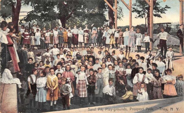 Troy New York Prospect Park Playground Sand Pit Postcard AA104588