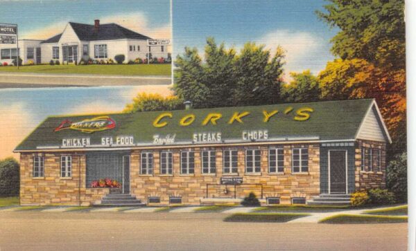 Huron Ohio Corky's Restaurant and Motel Vintage Postcard AA104596