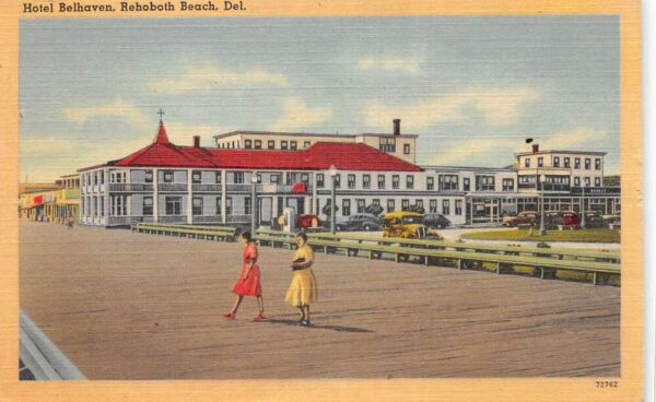 Rehoboth Beach Delaware Hotel Belhaven Linen Vintage Postcard AA104598
