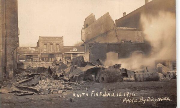 Anita Iowa 1911 Fire Disaster Ruins Real Photo Vintage Postcard AA104619