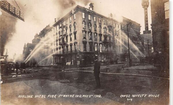 Fort Wayne Indiana Aveline Hotel Fire Disaster Real Photo Postcard AA104621