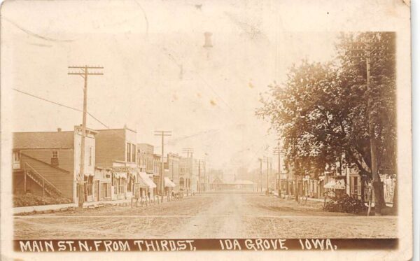 Ida Grove Iowa Main Street from Third Street Real Photo Postcard AA104625