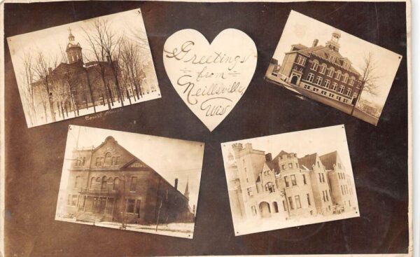 Neillsville Wisconsin Multiview Court House School Armory Real Photo PC AA104626
