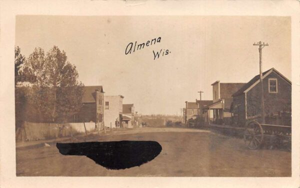 Almena Wisconsin Street Scene Business District Real Photo Postcard AA104642