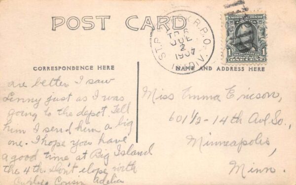 Little Falls Minnesota Courthouse Real Photo Vintage Postcard AA104657 - Image 2