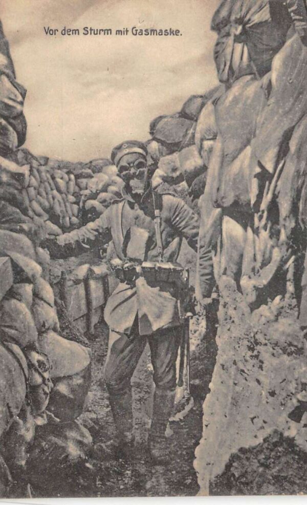 Germany WW1 Soldier wearing Gas Mask Military Vintage Postcard AA104658
