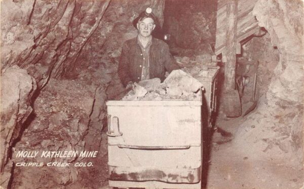 Cripple Creek Colorado Molly Kathleen Gold Mine Miner with Cart PC AA104659