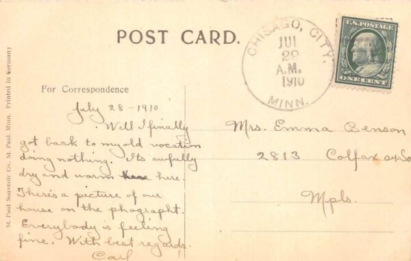 Chisago City Minnesota View from Dahl's Hotel Grounds Vintage Postcard AA104662 - Image 2