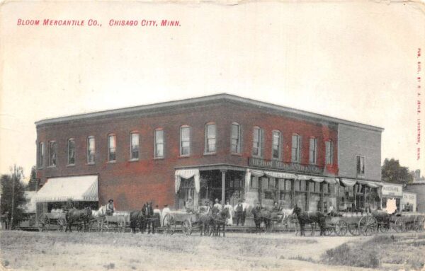 Chisago City Minnesota Bloom Mercantile Co Business District Postcard AA104663