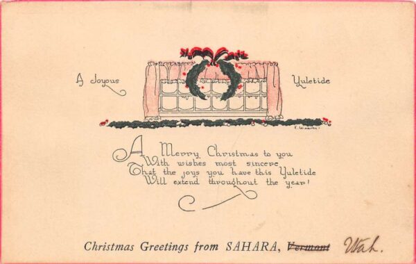 Sahara Utah Christmas Greetings From Sahara, Vintage Postcard U24497
